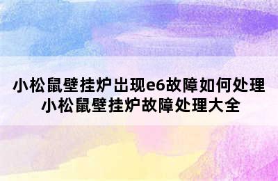 小松鼠壁挂炉岀现e6故障如何处理 小松鼠壁挂炉故障处理大全